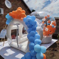 Zhenmei Maison Bulle Gonflable en PVC avec Plateforme de Saut, Ventilateur Intégré, Installation Facile, Tente Dôme Transparente, Matelas Gonflable pour