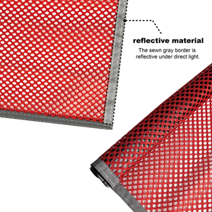Bendera peringatan merah 18 "X 18", Jersey jala tahan cuaca, bendera keselamatan dengan anyaman reflektif - Product Image 4