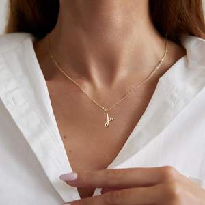 Initial Femmes Dainty Laiton Lettre Pendentif Charme Collier À La Mode Simple Mignon Monogramme Nom Bijoux Cadeau - Product Image 3