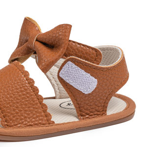 Sandales et <span class=keywords><strong>Chaussons</strong></span> Bébé en <span class=keywords><strong>Cuir</strong></span> pour Fille 0-18 Mois, Nœud Papillon, Semelle Souple en PVC Antidérapante d'Été - Product Image 6