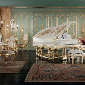 Luxury Royal Ivory Grand Piano Turkish Classical <b>Gold</b> Leaf Hand <b>Painted</b> with Stool for Villa Concert Hall Features Breathtaking - Product Image 5