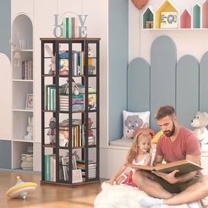 Hiện đại retro sang trọng kim loại kệ sách với xoay tính năng không gian nhỏ mộc mạc nâu góc kệ sách cho phòng ngủ hoặc nghiên cứu - Product Image 5