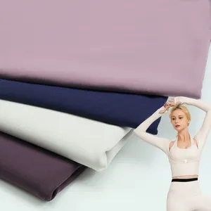 Wholesale nylon 80% spandex 20% fabric exposed bare color knitted nylon elastic fabric, 40/30 yarn shark skin yoga