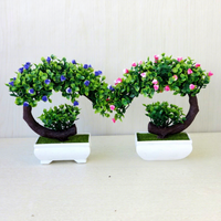Simulation d'arbres miniatures, plantes artificielles, bonsaïs, pots de fleurs en plastique, plantes vertes, fleurs en pot, ornements