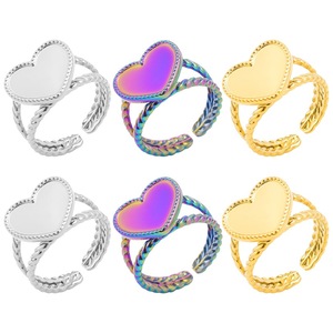 MIENTER anelli all'ingrosso in acciaio inox per le donne pvd 18k oro placcato cuore ciondoli anello - Product Image 2