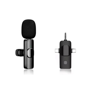K15 三合一降噪无线领夹式麦克风 USB Type-C 适用于手机萨克斯管-专业级 RGB LED 灯光 - Product Image 1