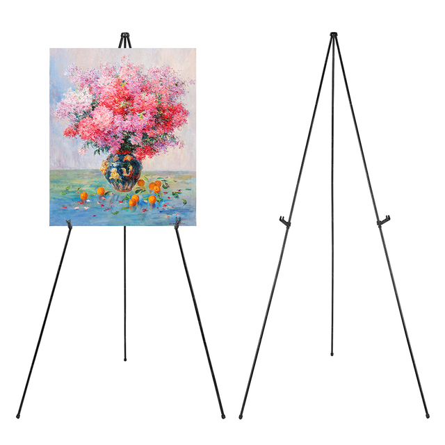 SINOART Metal Display Easel Adjustable Height Portable Tripod Presentation Stand Collapsible Aluminum Easel Artist Floor Easel