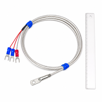 Sensor Suhu RTD Permukaan PT100 3-Kawat dengan Kabel Baja Anti Karat Terjalin Tahan Suhu Tinggi, Terminal U, Pengukuran Suhu Cetakan, OEM