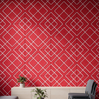 Autocollants muraux décoratifs en feutre PET texturé géométrique rouge pour le salon, la chambre à coucher, la salle de jeux, le bureau à domicile