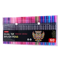 48 couleurs, stylos à double pointe, aquarelle, sans odeur, non toxiques, marqueurs artistiques avec pointe fine de 0,4 mm, pointe pinceau de 2 mm pour dessin et coloriage