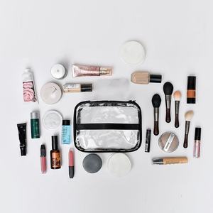 クリアジッパーコスメティックフロストプラスチックジップトップ小さなPVCメイクアップバッグ化粧品ブラックメイクアップバッグ - Product Image 4