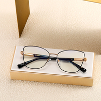 82158 petit oeil de chat bleu Anti lumière lunettes cadre vente chaude mode métal lunettes cadre femmes lunettes optiques
