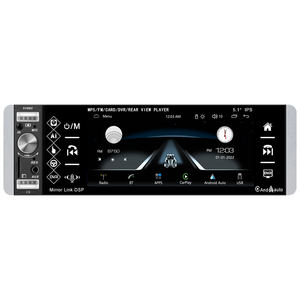5.2インチ ユニバーサル シングルDIN ポータブルカーステレオ GPS RGB ワイヤレスCarPlay Android Auto MP5プレーヤー FM/AM/RDS デュアルUSB Androidラジオ - Product Image 1