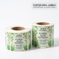 Étiquettes en rouleau pour bouteilles de gel douche cosmétique, autocollants en vinyle imperméables et résistants à l'humidité pour l'emballage de gels douche parfumés
