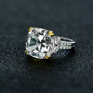 Ins nouvelle tendance 925 argent Cz Zircon brillant S925 couleur 14mm pierre précieuse neutre gros diamant bague de mariage - Product Image 2