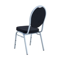 Chaise de banquet avec dossier en tissu noir à motifs-Monture de veines argentées