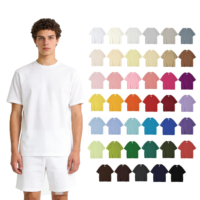 Kaos Katun Berat 240g Berkualitas Tinggi, Model Longgar dengan Bahu Jatuh, Katun Sisir Kompak, Berbagai Warna dan Ukuran, Kaos Pria