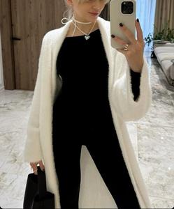 Maglia personalizzata da <span class=keywords><strong>donna</strong></span> con maglioncino <span class=keywords><strong>lungo</strong></span> oversize in maglia Fuzzy Maxi <span class=keywords><strong>Cardigan</strong></span> d'angora da <span class=keywords><strong>donna</strong></span> - Product Image 2