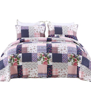 Greenland Home Set Copriletto Queen In Cotone 100% - 3 Pezzi, Reversibile, Blu