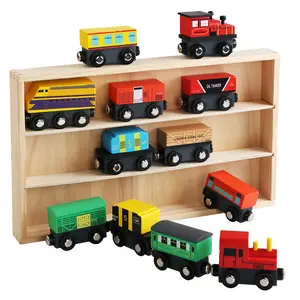 Train magnétique et compatible pour enfants, ensemble de train en bois, modèle, populaire, 12 pièces,