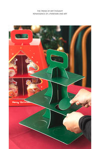 Soporte de exhibición de magdalenas personalizado, <span class=keywords><strong>torre</strong></span> de papel para pastel con ventana, decoración para fiesta de cumpleaños y boda, 2/3 niveles - Product Image 6