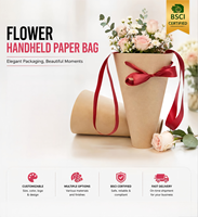 Sac en papier personnalisé pour bouquet de fleurs avec poignée en ruban, emballage cadeau floral pour fleuristes