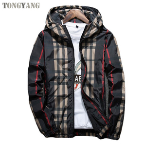 TONGYANG Nueva Chaqueta de Moda para <span class=keywords><strong>Hombre</strong></span> de <span class=keywords><strong>Primavera</strong></span>/Otoño, Abrigo Entallado con Capucha, Versátil, de Cuadros y Manga Larga, Chaquetas Bomber para <span class=keywords><strong>Hombre</strong></span> - Product Image 3