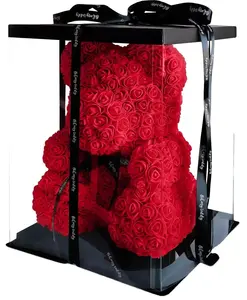 Hot Sles 25Cm 40Cm 60Cm Custom Foam Bloem Rose Teddybeer Voor Valentijn Geschenkdoos