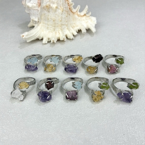 Đồ trang sức độc đáo hai màu đá quý vòng sang trọng hỗn hợp đá quý đá Cuff nhẫn có thể điều chỉnh thiết kế vòng thạch anh tím <span class=keywords><strong>Ruby</strong></span> cho mùa hè - Product Image 5