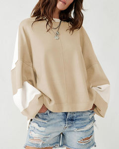 Felpa Oversize Multicolore Patchwork Personalizzata <span class=keywords><strong>per</strong></span> <span class=keywords><strong>Donna</strong></span>, Moda Casual a Maniche Lunghe con Blocchi di Colore - Product Image 4