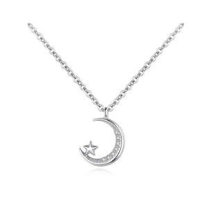 Customized Sterling Silver 925 Fashion Jewelry Pendant <strong>Necklaces</strong> Simple All Match <strong>Moon</strong> Zircon <strong>Necklace</strong> for Women - Product Image 1