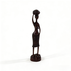 Sculpture abstraite artisanale en bois africain authentique, idéale pour un cadeau - Product Image 2