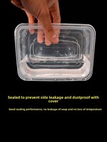 Boîte à emporter rectangulaire jetable pour la restauration rapide, boîte à riz avec couvercle épaissi, boîte à bento transparente de qualité alimentaire pour la maison, 900 ml