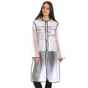 Capa de chuva com capuz, moda para mulheres ou meninas sexy comprimento total com capuz 100% eva transparente