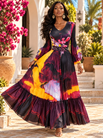 Ventes directes d'usine Sheen, robe longue maxi pour femmes, taille plus, plissée, élégante, de haute qualité, originale, style Miyaki, trois quarts