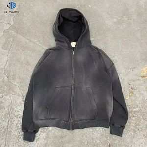 Hoodie Streetwear Polaire Personnalisé Haute Qualité, Vierge, Vintage Double Épaisseur Lavage Acide Délavé Effet Vieilli, Poches - Product Image 1