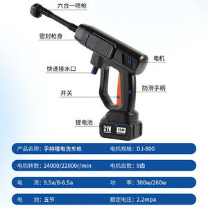 Hidrolavadora Portátil de Alta Presión, Batería de Litio de 21V, Presión Ajustable, Bomba de Agua para Limpieza de Autos, Uso Doméstico - Product Image 2