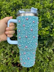 Gobelets en perles colorées personnalisées en acier inoxydable de 40oz Tasses de voyage en perles bling Cadeaux pour elle Premium pour tasses - Product Image 5