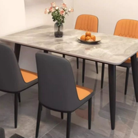 Ensemble table et chaises de salle à manger rectangulaire extensible en dalle de pierre, style luxe moderne, pour la maison, les petites maisons, les hôtels, durable et écologique