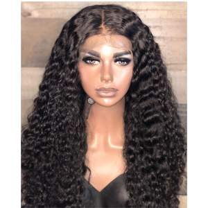 Perruque Lace Front Wig naturelle cheveux humains, cheveux bruts bruns, boucles, densité 200%, 13*4, nouvelle collection - Product Image 5