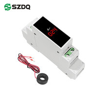 Monophasé Din Rail Mount LED Voltmètre et Ampèremètre Mini Modulaire 1P 18mm AC 80-500V Indicateur de Fréquence 1.0% Précision 100A