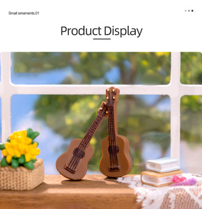 Mini guitare de simulation, instruments de musique miniatures pour micro-paysages, accessoires pour mini-jardins féeriques et gâteaux, décoration pour la maison, le bureau et la voiture - Product Image 6