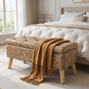 Banc de rangement ottoman de 32 pouces de large, capitonné et rembourré, avec couvercle, pour entrée ou chambre - Product Image 5