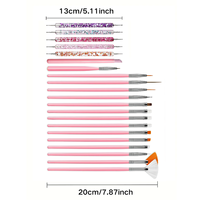 Set de 21 Pinceles de Uñas Rosados con Mangos de Plástico para Pintar, Tallar, Mezclar Esmalte en Gel, Decorar y Dibujar Líneas