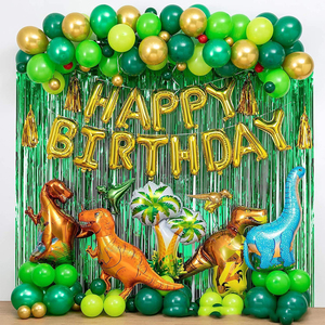 <span class=keywords><strong>D</strong></span>écorations <span class=keywords><strong>d</strong></span>'anniversaire dinosaure feuille ballon Latex Globos joyeux anniversaire bannière ensemble bébé douche fête faveurs - Product Image 5