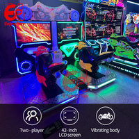 Simulateur de course à monnayeur pour 2 joueurs, machine d'arcade avec son réaliste, lumières clignotantes, construction en bois et métal, version anglaise