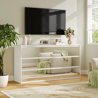 Commode moderne minimaliste blanche avec miroir, fabriquée à la main, avec 10 tiroirs pour le rangement de la chambre et du salon