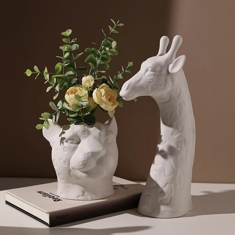 Elegant Ceramic Flower Vase Decoration Animal Vase Table Decor Ornaments Leopard Zebra Giraffe Vase For Home