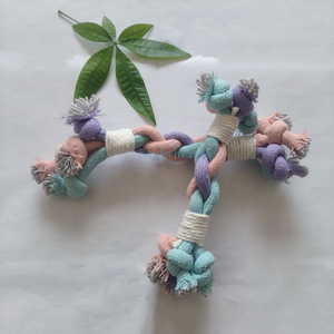 Jouets à mâcher pour chiens écologiques de couleur aléatoire, ensemble interactif en corde de coton, pour le nettoyage des dents molaires, fournitures pour petits chiens, en forme de cœur - Product Image 6