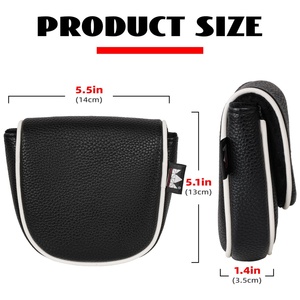 Boshiho Custom Logo Two-Flap Mallet Putter Club Headcover Lightweight Durable PU Leather <b>Golf</b> Shafted Mallet Putter Headcover - Product Image 3